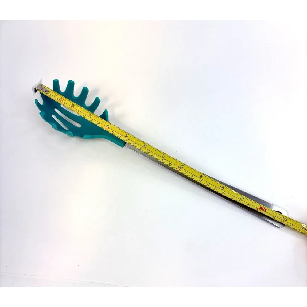 Kitchen Utensils Set: 3-piece Teal Silicone Pasta Server, Spoon, Slotted Skimmer